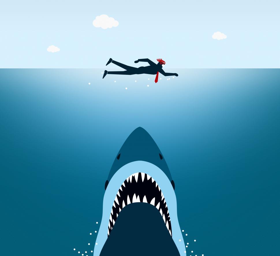 Download Free Stock Photo of Businessman Under Shark Attack - Jaws 