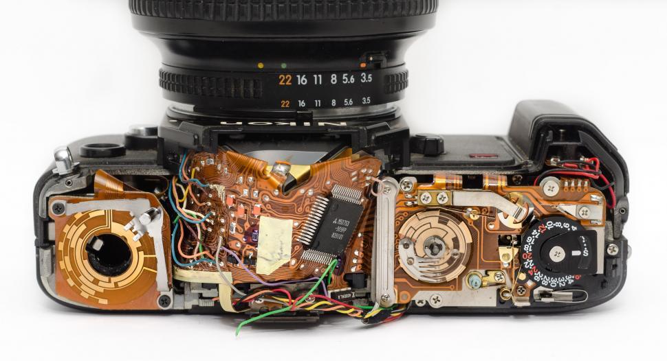 Free Image of Camera Connected to Multiple Wires 