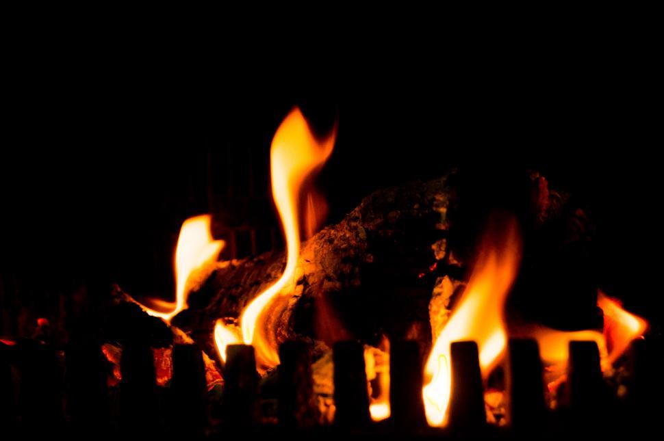 Free Image of Intense Flames Burning in a Fireplace 