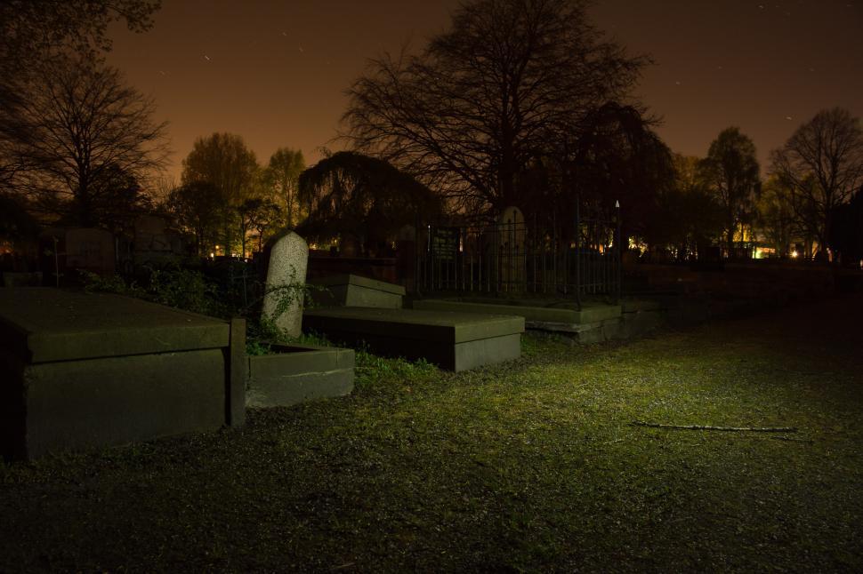 Free Image of Illuminated Cemetery at Night 