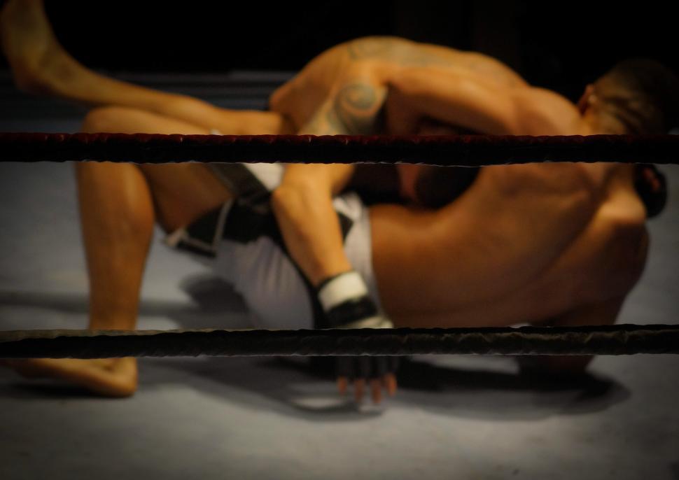 Free Image of Man Wrestling in a Ring With Leg on Ground 