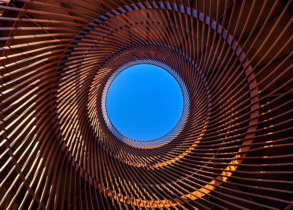 Free Image of Wooden Spiral Structure Against Blue Sky 