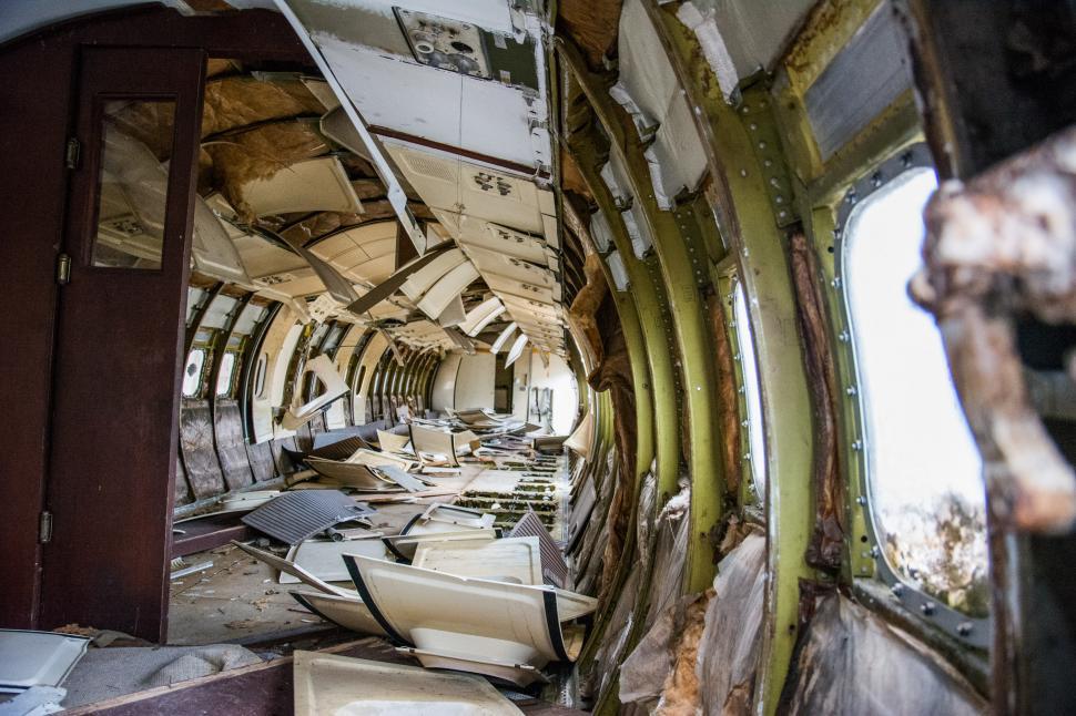 Free Image of Inside an Airplane With Broken Windows 