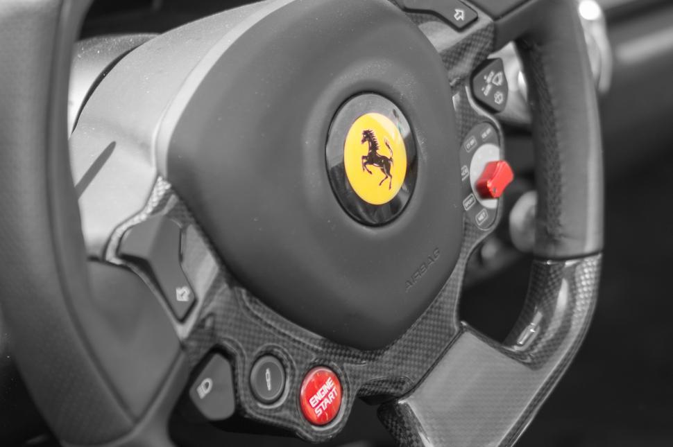 Free Image of Close Up of Steering Wheel in Car 