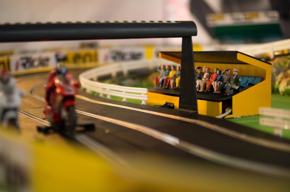 Free Image of Toy Model Race Track With Cars and Motorcycles 