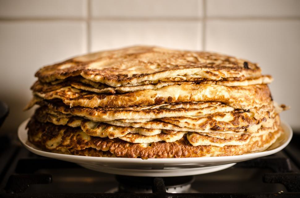Free Image of Stack of Pancakes on White Plate 