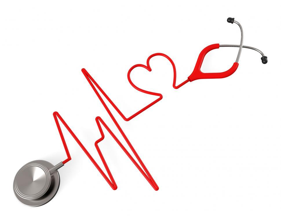 Free Image of Heart Stethoscope Indicates Health Check And Affection 