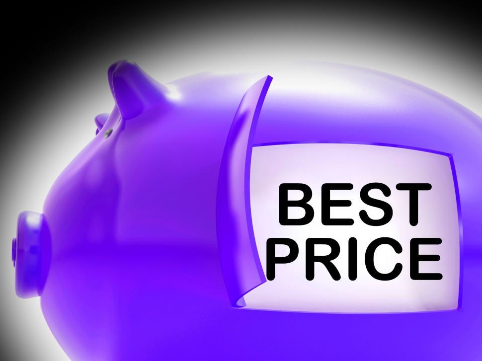 Free Image of Best Price Piggy Bank Message Shows Great Savings 