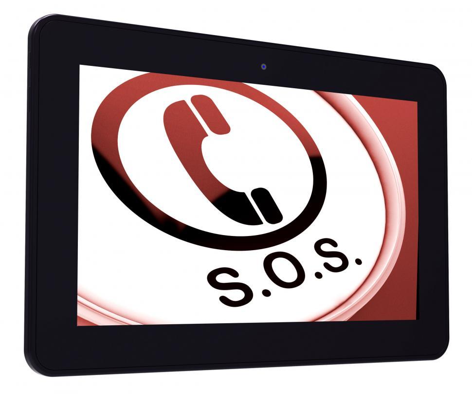 Free Image of SOS Tablet Shows Call For Urgent Help 