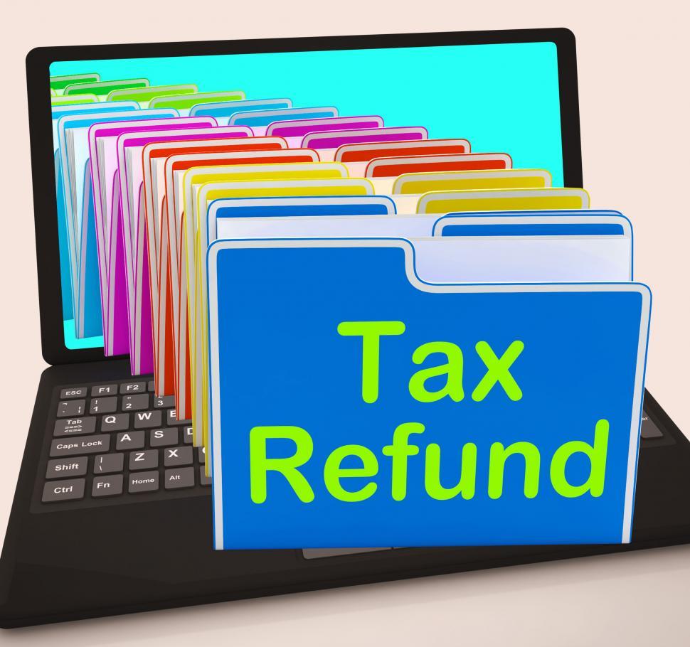 Free Image of Tax Refund Folders Laptop Show Refunding Taxes Paid 
