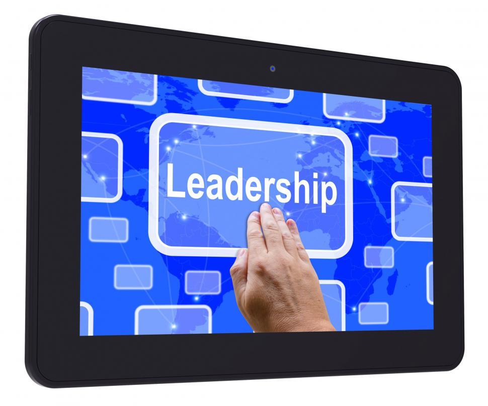 Free Image of Leadership Tablet Touch Screen Shows Leader Vision Achievement 
