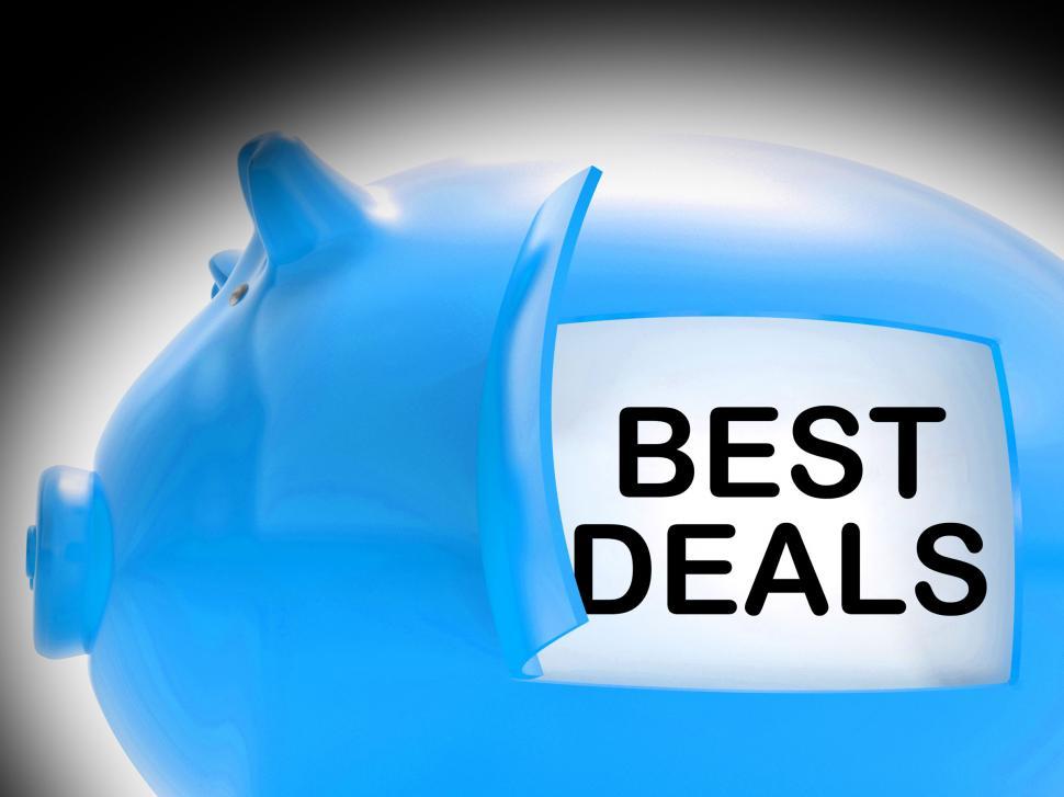 Free Image of Best Deals Piggy Bank Message Shows Great Offers 