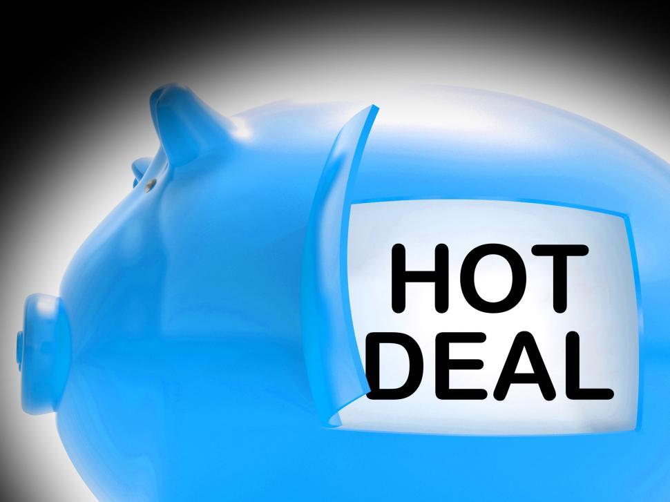 Free Image of Hot Deal Piggy Bank Message Means Best Price And Quality 