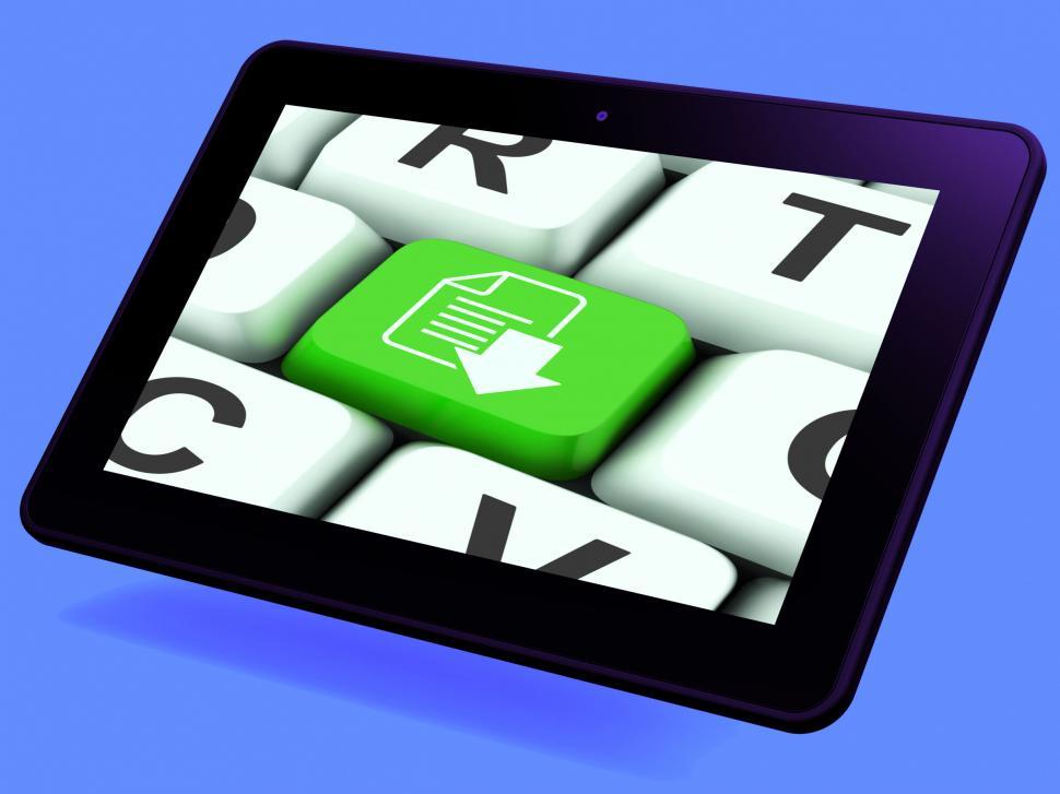 Free Image of Download File Key Tablet Shows Downloaded Software Or Data 