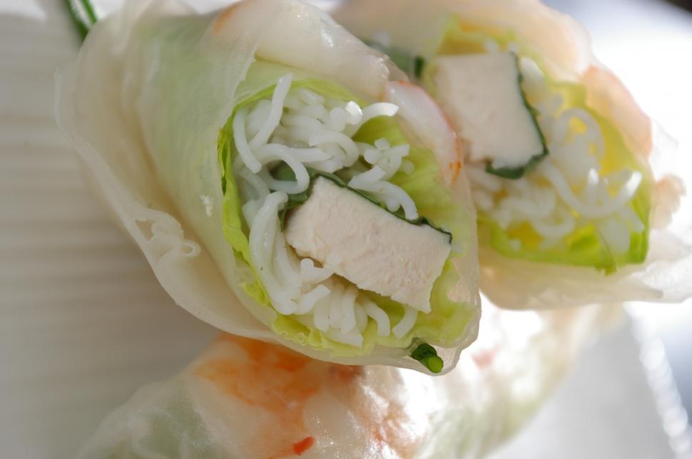 Free Image of White Plate With Veggie Rolls 