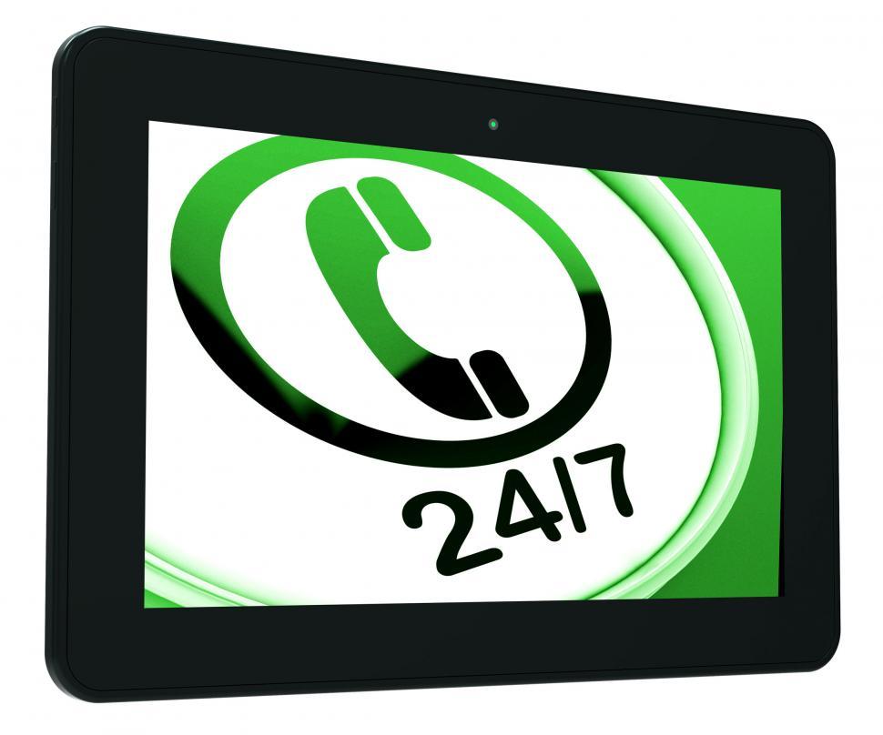 Free Image of Twenty Four Seven Tablet Shows Open 247 