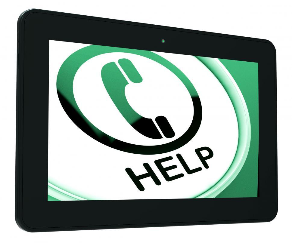 Free Image of Help Tablet Shows Call For Advice Or Assistance 