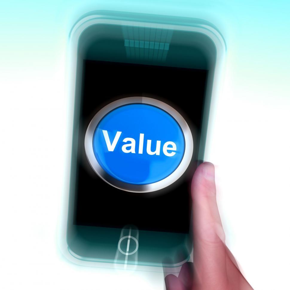 Free Image of Value On Mobile Phone Shows Worth Importance Or Significance 