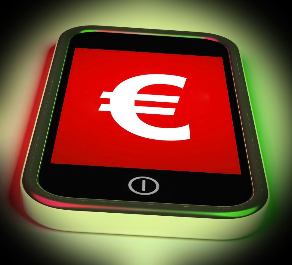 Free Image of Euro Sign On Mobile Shows European Currency 
