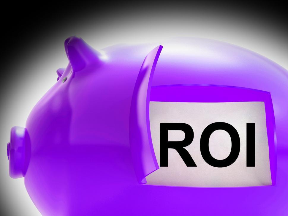 Free Image of ROI Piggy Bank Coins Shows Return On Investment 