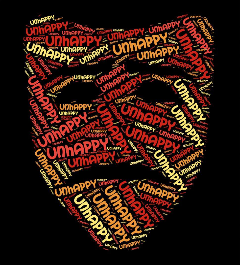 Free Image of Unhappy Word Shows Broken Hearted And Depressed 