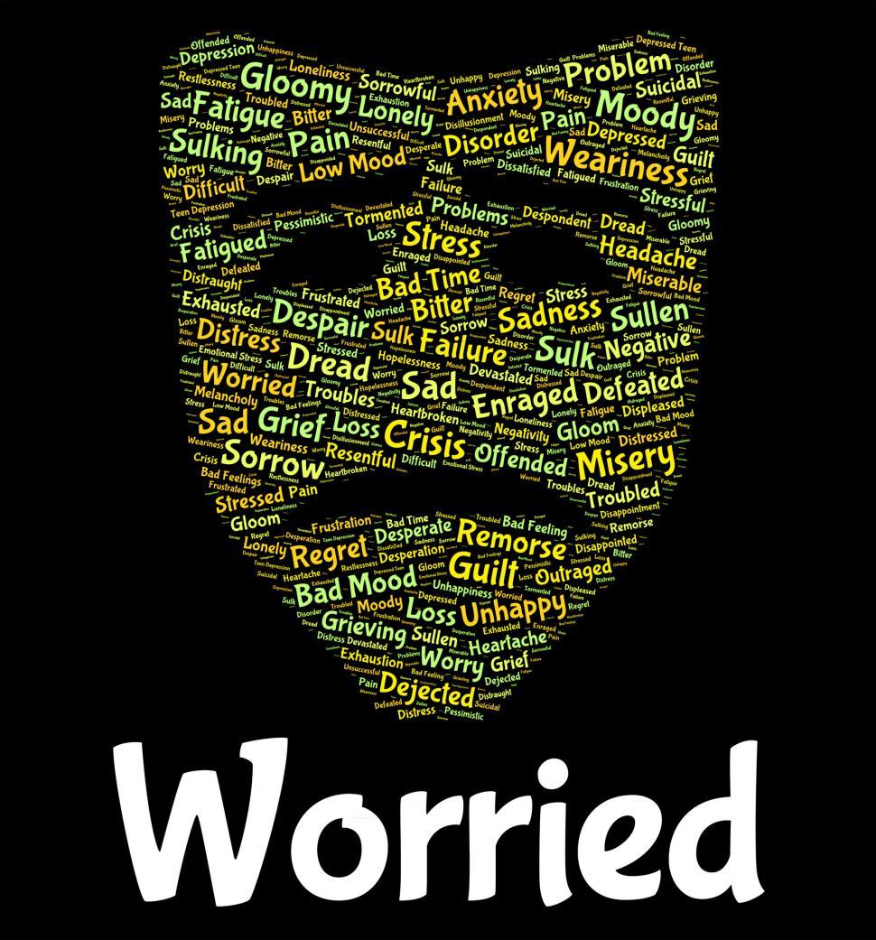 Free Image of Worried Word Represents Ill At Ease And Agitated 