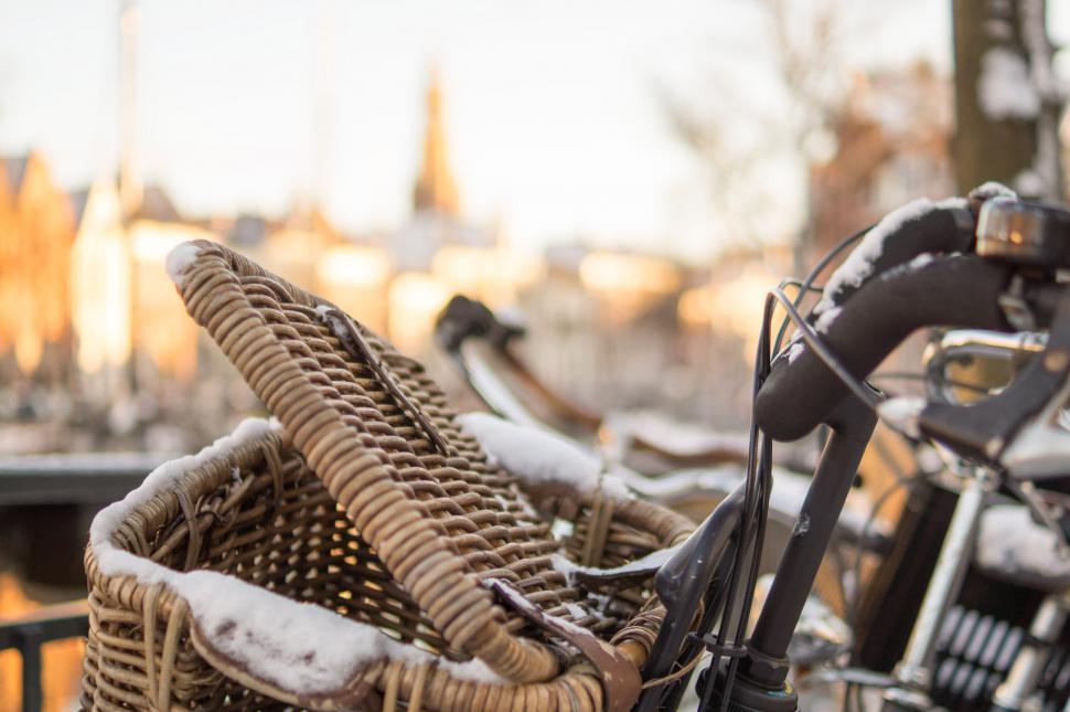 Free Image of Close Up of a Bicycle in the Snow 