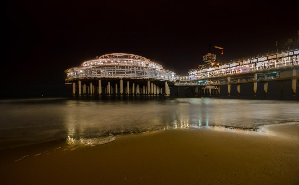 Free Image of Pier at Night Long Exposure 