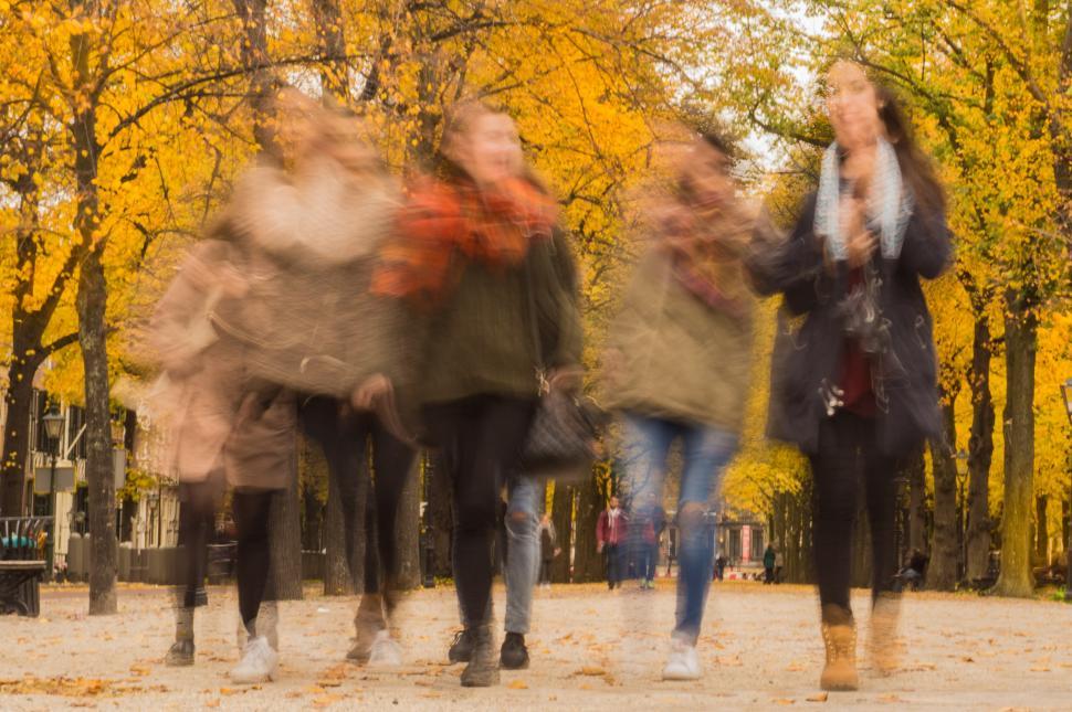 Free Image of Blurry Group of People Walking in Park 