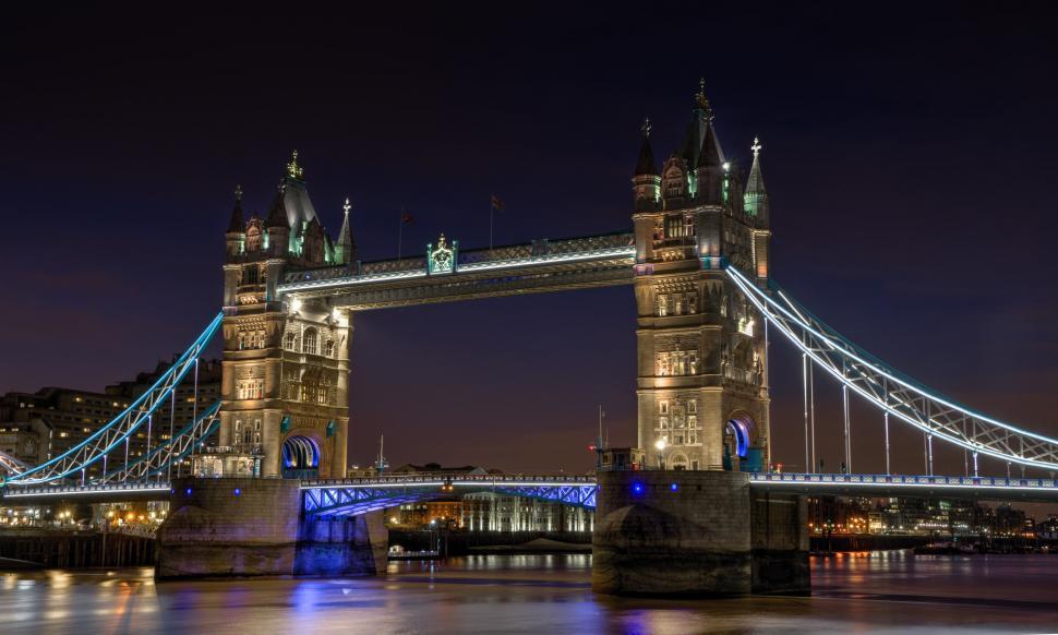 Free Image of Tower Bridge Illuminated at Night 