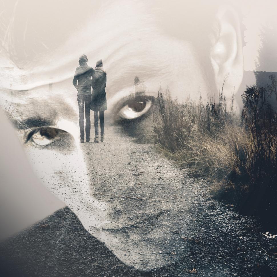 Free Image of Man remembering his girlfriend - Double Exposure Effect 