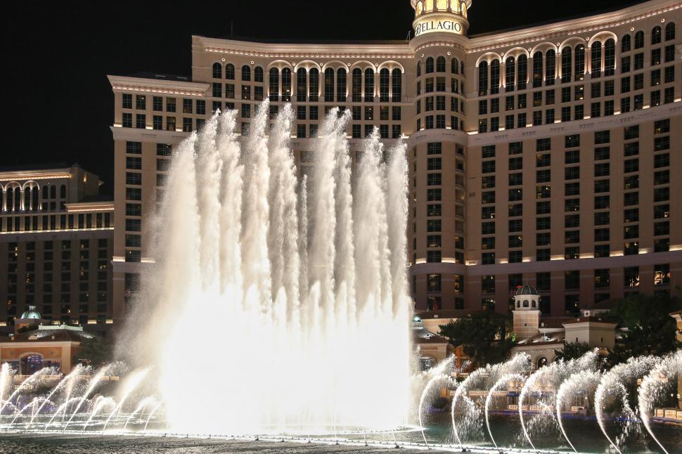 Free Image of Fountains of Bellagio in action 