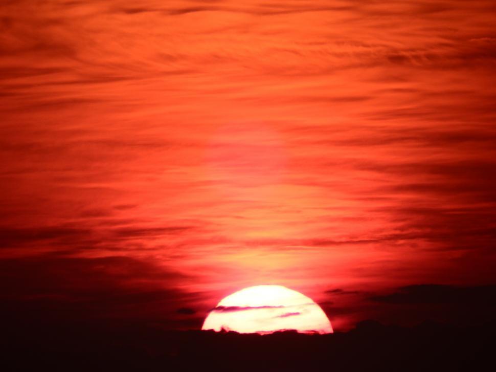 Download Free Stock Photo of Bright Orange Sunset Sky  