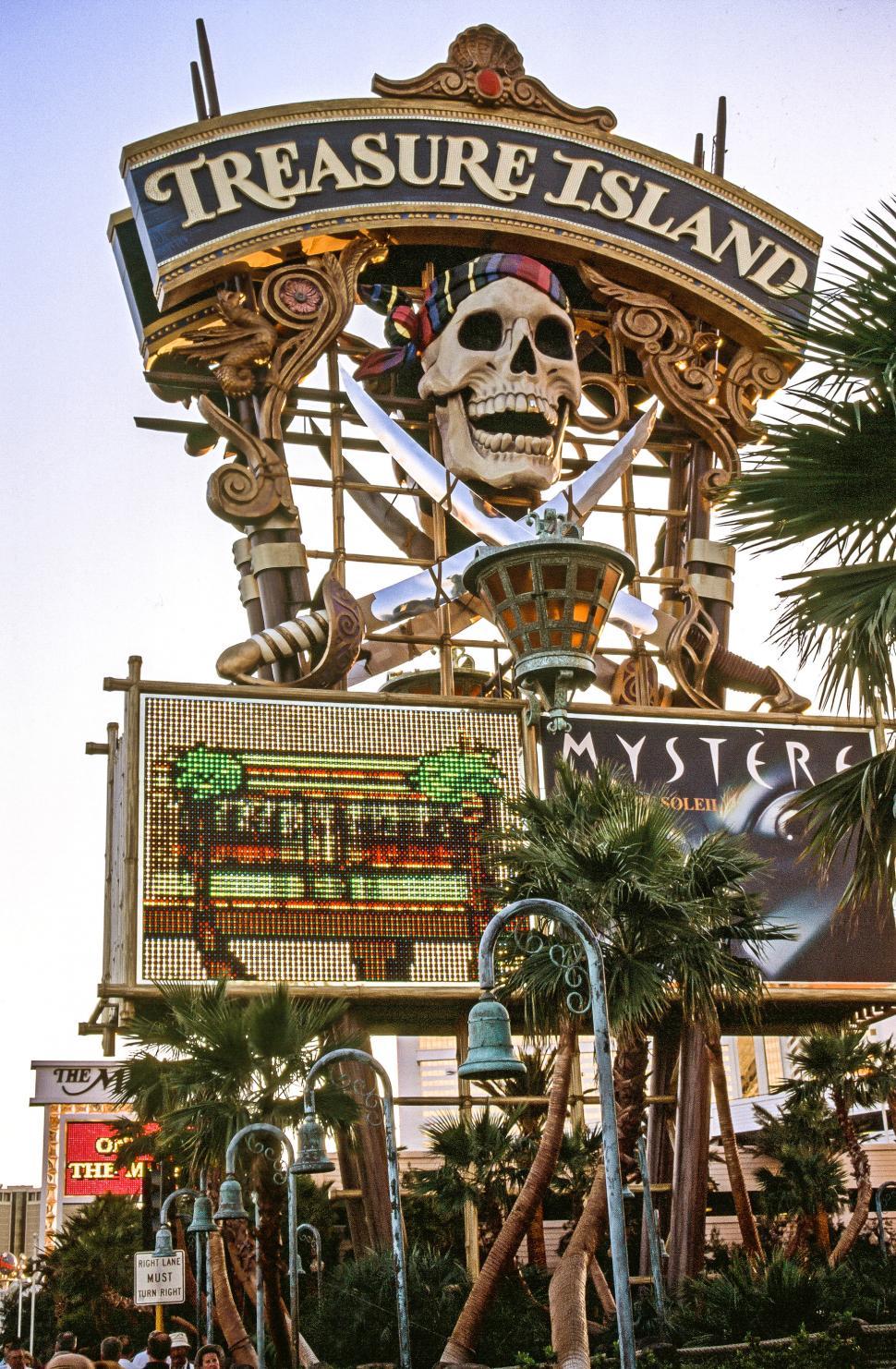 Free Image of Pirate-themed sign at Treasure Island Hotel 