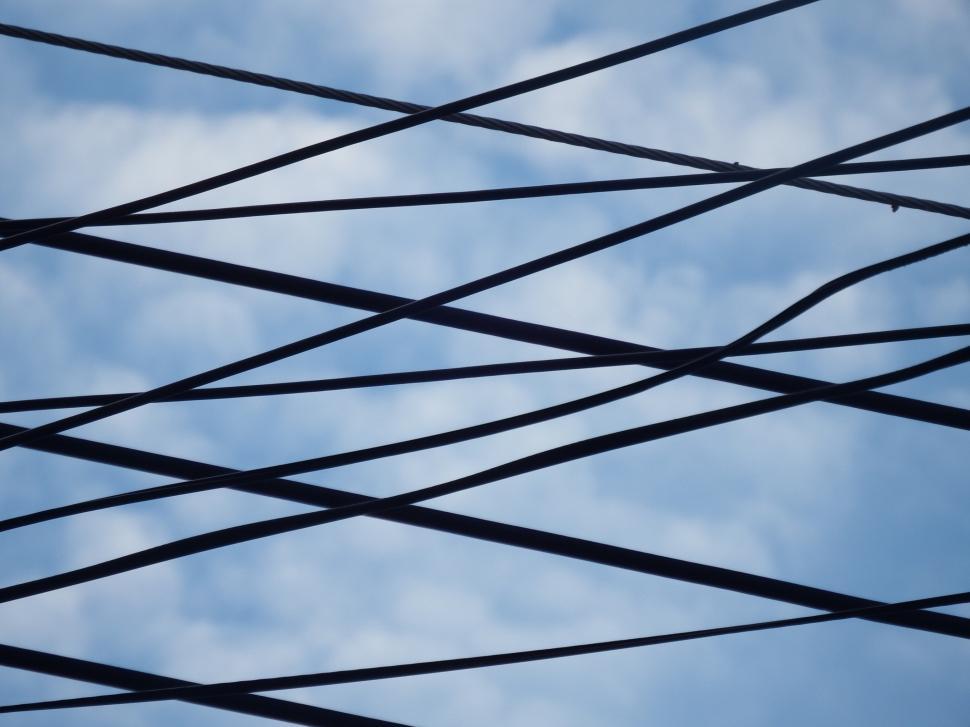 Free Image of Overhead Electricity Wires Crossing  