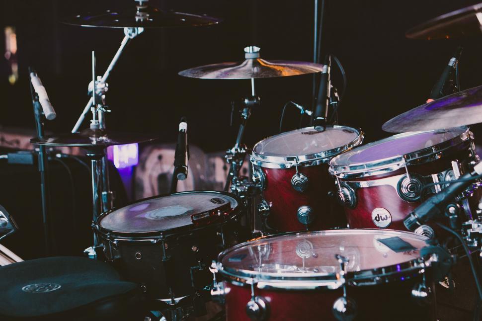 Free Image of Close Up of Drum Set on Stage 