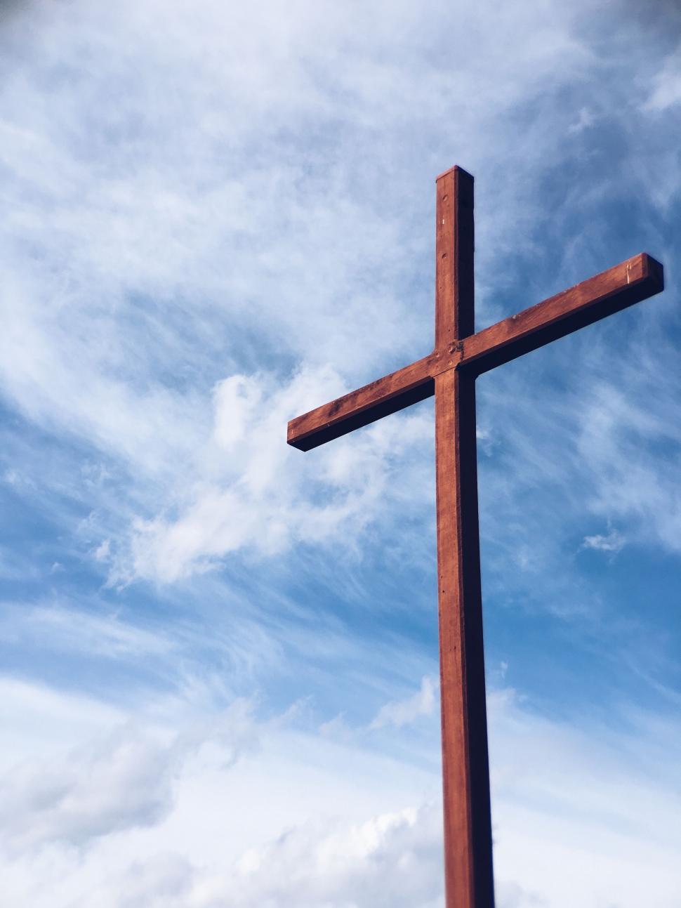 Free Image of Large Wooden Cross on Hilltop 