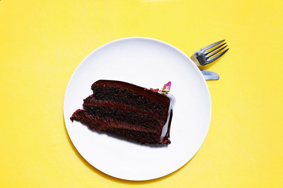Free Image of Chocolate Cake on Plate With Fork 
