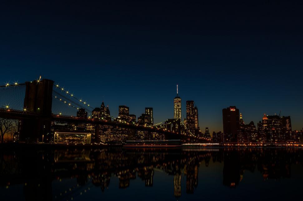 Free Image of City Night View With Bridge 