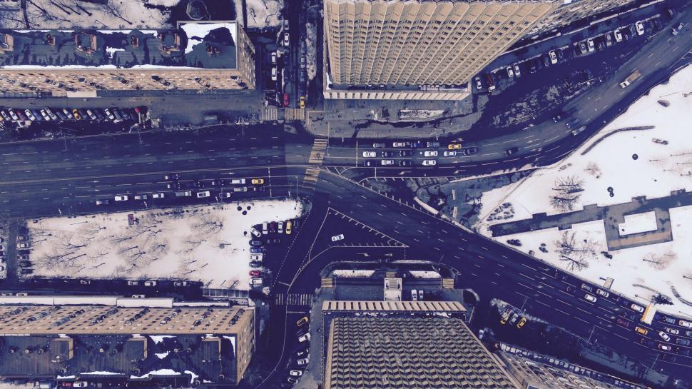 Free Image of Aerial View of a Snow-Covered Train Station 