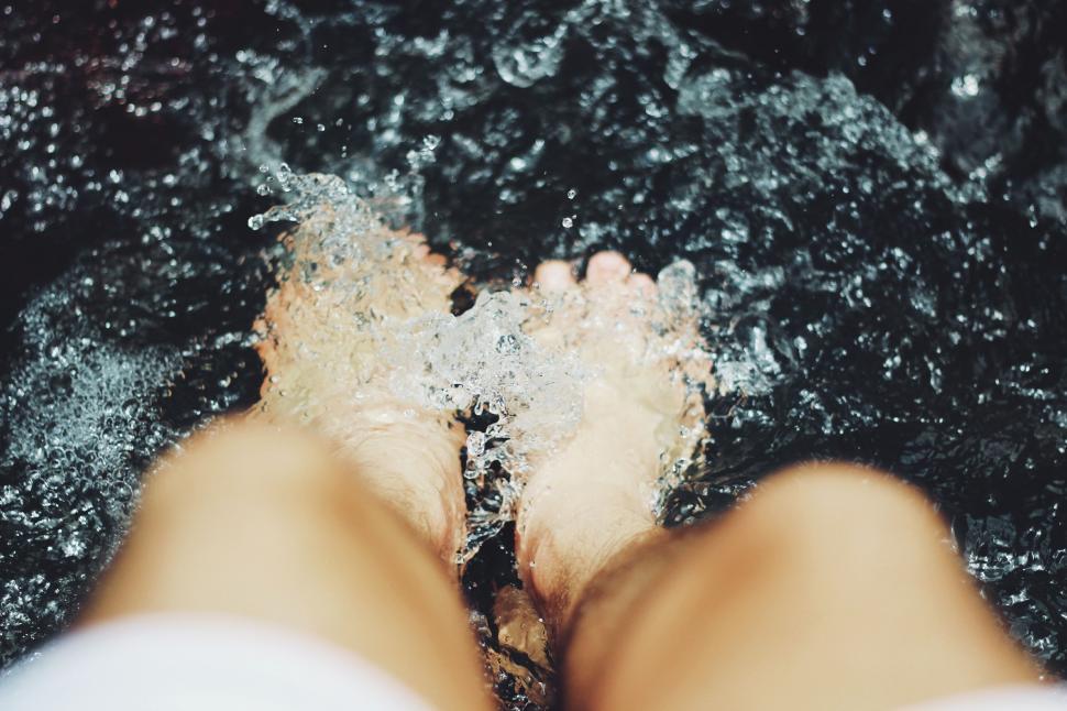Free Image of Person Standing in Water With Feet Soaking 