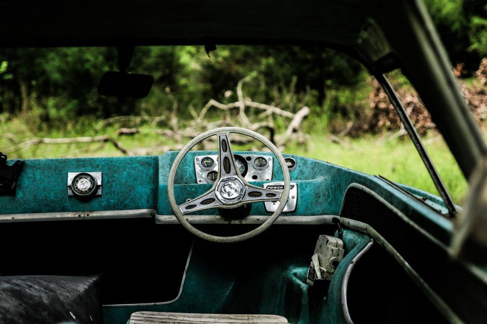 Free Image of Interior of a Car With Steering Wheel and Dashboard 