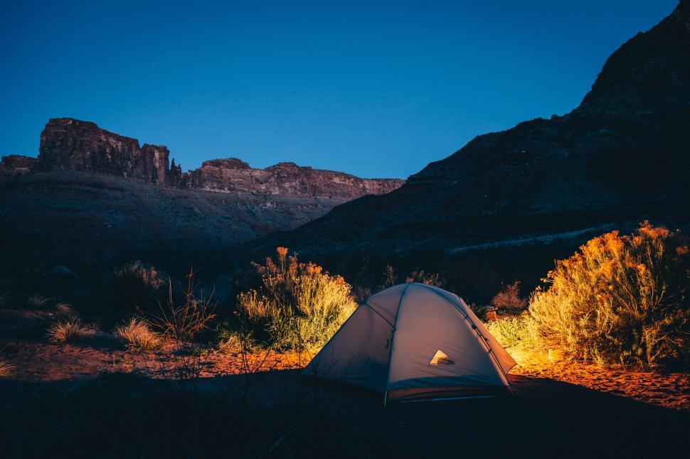Free Image of Illuminated Tent in Mountain Night 