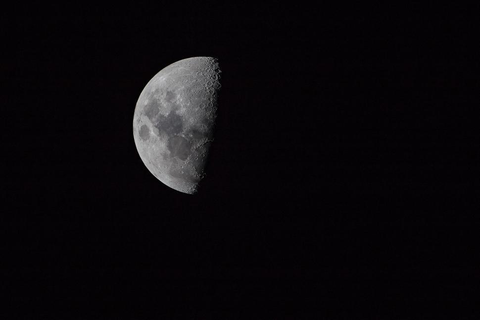 Free Image of Half Moon in Dark Sky 