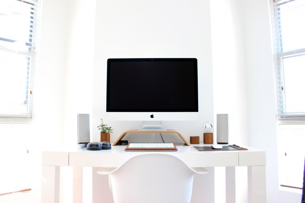 Free Image of White Desk With Computer 
