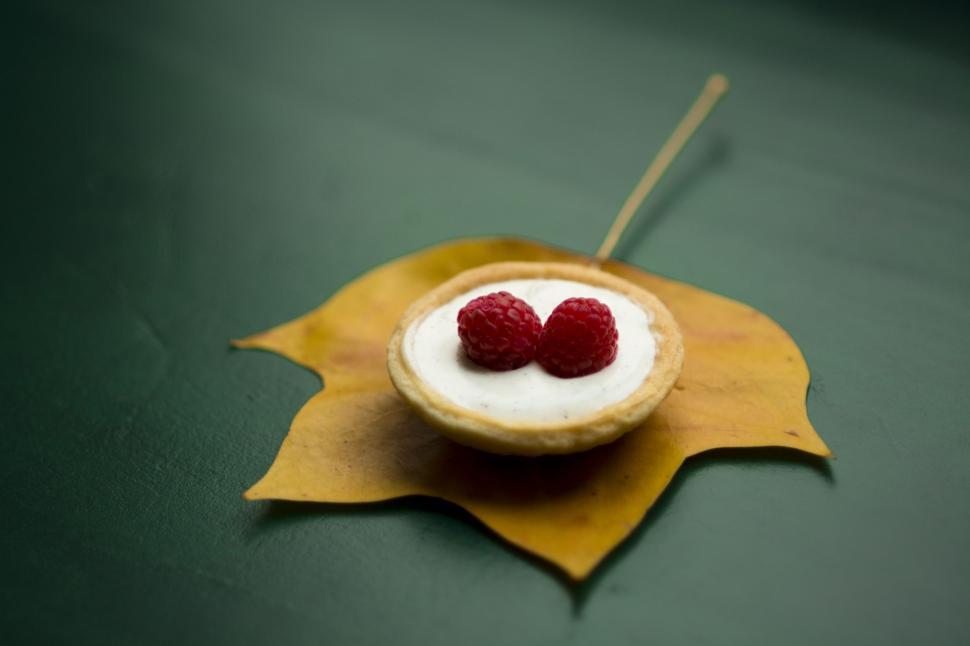 Free Image of Piece of Food Resting on Leaf 
