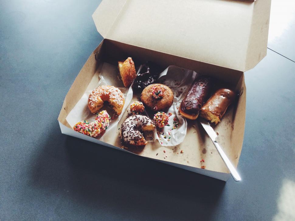 Free Image of Box of Donuts on Table 