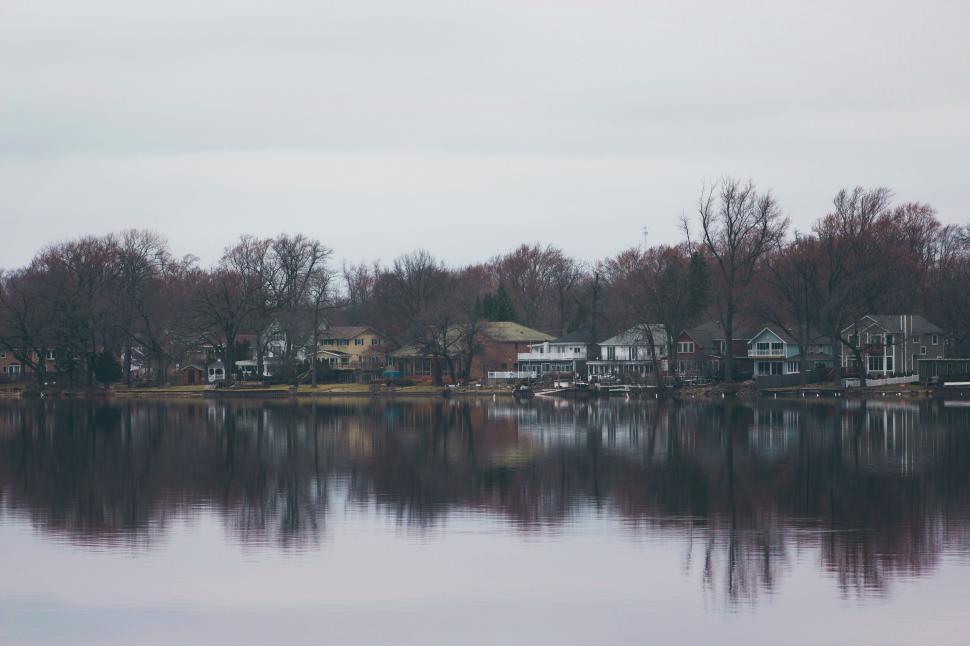 Free Image of Houses and Trees Surrounding Body of Water 