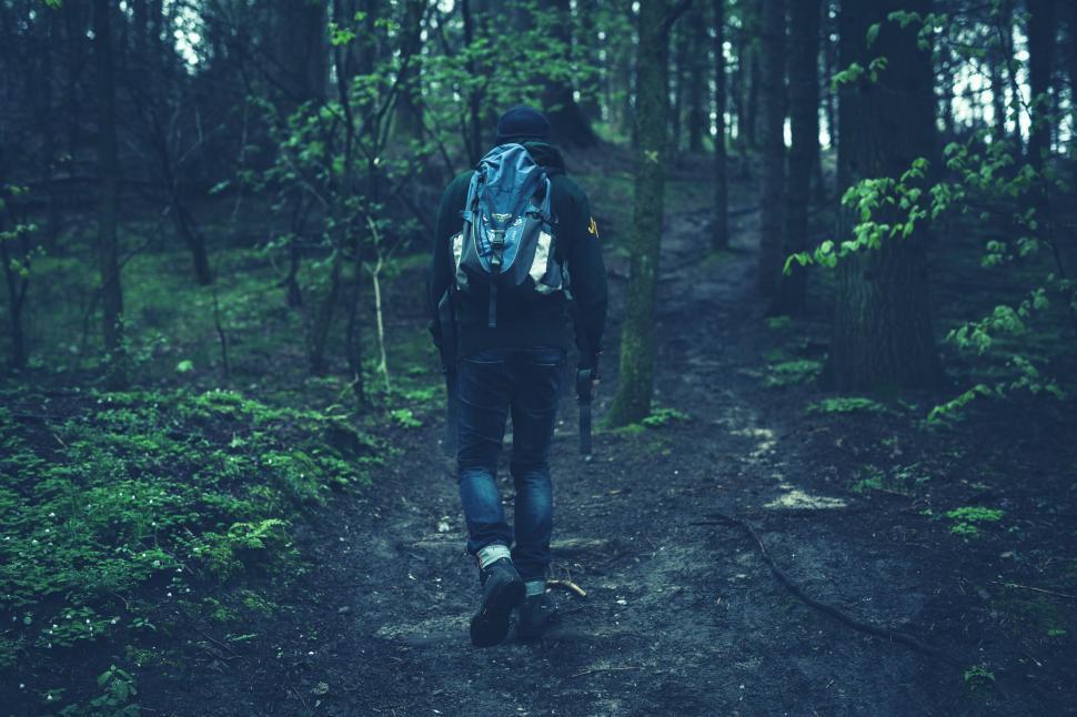 Free Image of Man Walking With Backpack in Woods 