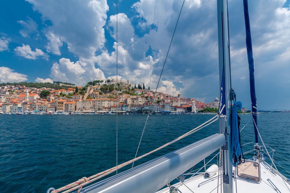 Free Image of City View From Sail Boat 